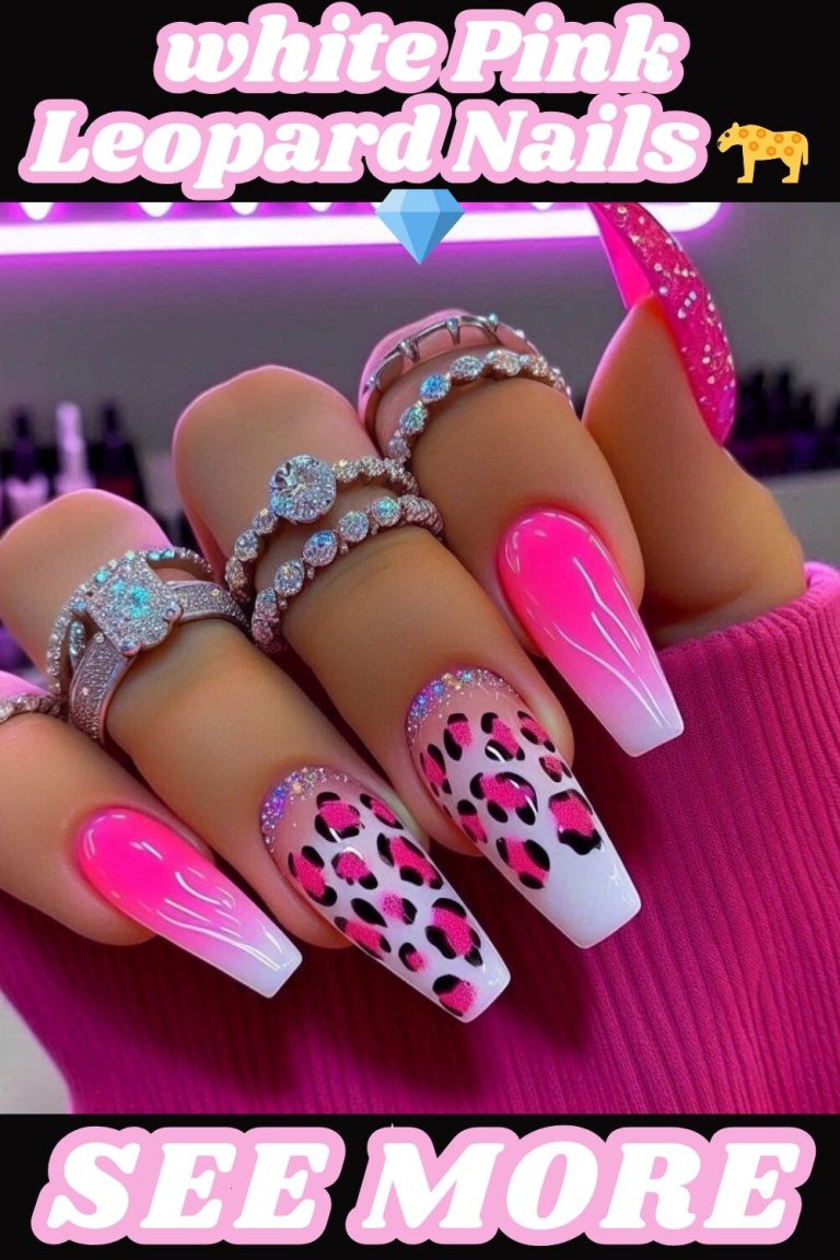 White Pink Leopard Nails 💎🐆 1 25 nail art pins 2