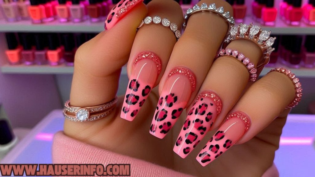 hausers ladies pink leopard nails winter storm8 hausers ladies pink leopard nails winter storm