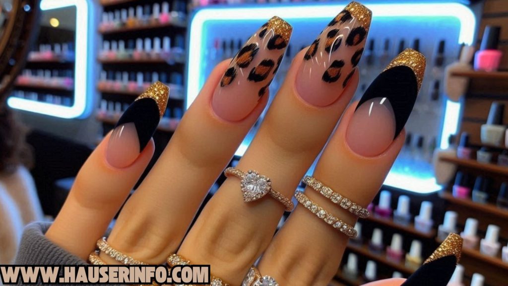 hausers December Winter ladies leopard nails0998 hausers December Winter ladies leopard nails